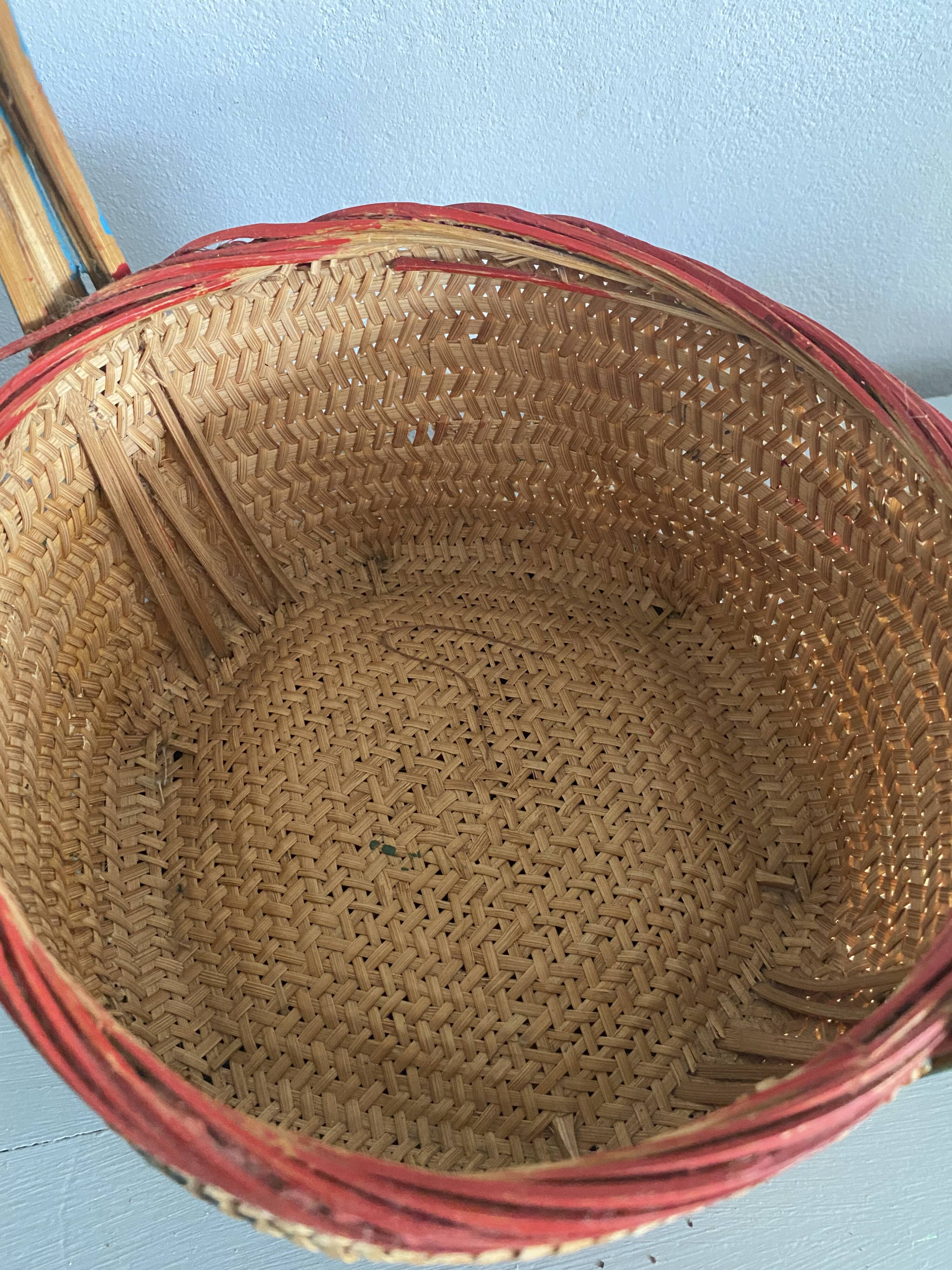Straw basket, painted decoration, Indonesia