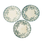 3 assiettes Terre de Fer vertes