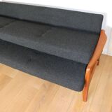 Canapé pliable danois vintage noir bouclé, années 1970