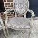 Pair of cabriole medallion armchairs in Louis XVI style