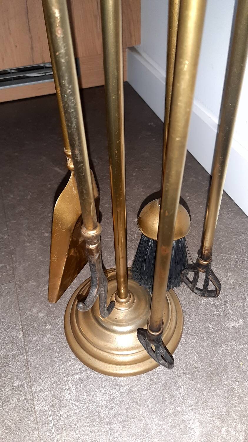 Brass goose head fireplace set