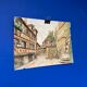 Watercolor vintage village view