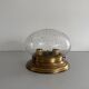 Flush glass shade with bubble pattern and brass base by Hillebrand, 1960s, Germany.