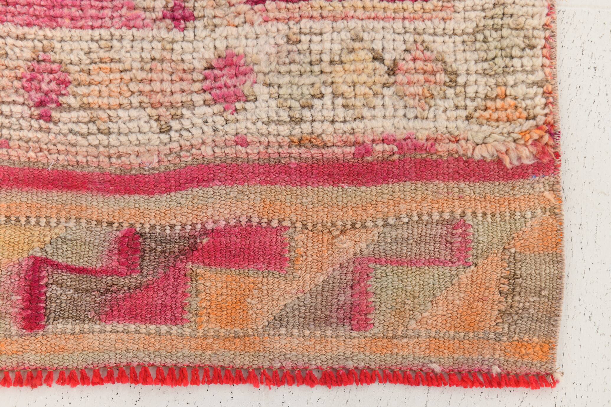 Tapis Couloir Kilim Anatolien Vintage, Rose Foncé, Fait Main, 96x342 Cm