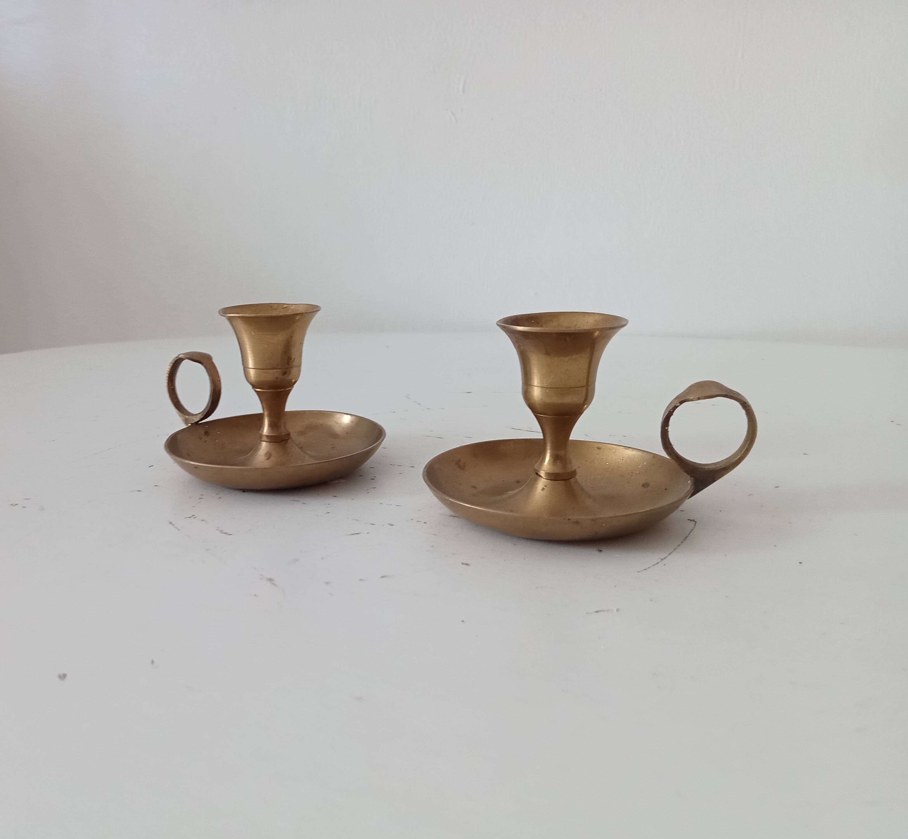 Vintage brass hand candle holder