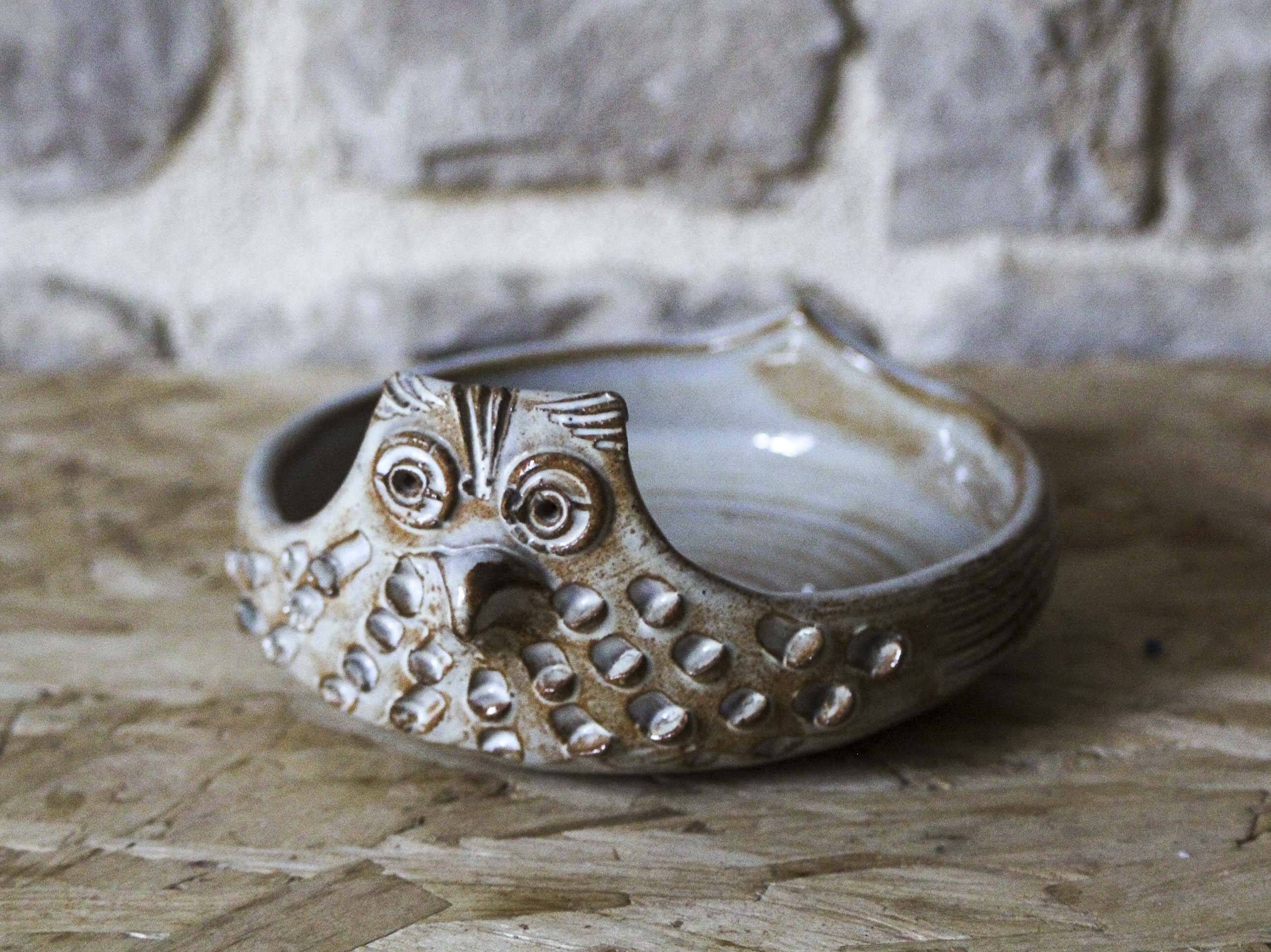 Empty ceramic owl pocket Jean-François Descombes Flayosc
