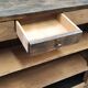 Old raw oak counter with black waxed top