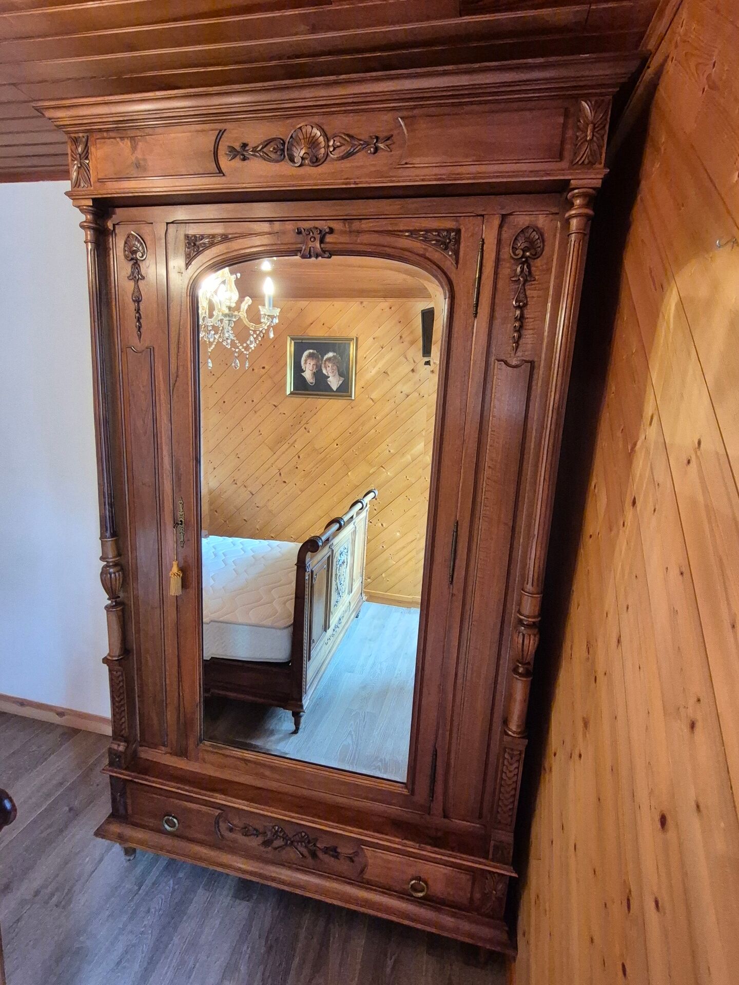 Antique carved wardrobe – solid wood Louis Philippe style