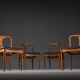 Juliane dining chairs in teak and black leather by Johannes Andersen for Uldum Møbelfabrik, Denmark, 1960s, set of 6