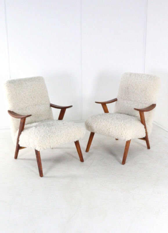 Armchair cream white doodle 'Almere' - unique upholstery - vintage design