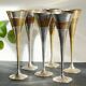 6 Vintage Silver-Plated Brass Champagne Flutes