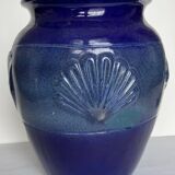 Large vintage vase in blue glazed ceramic