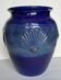 Large vintage vase in blue glazed ceramic