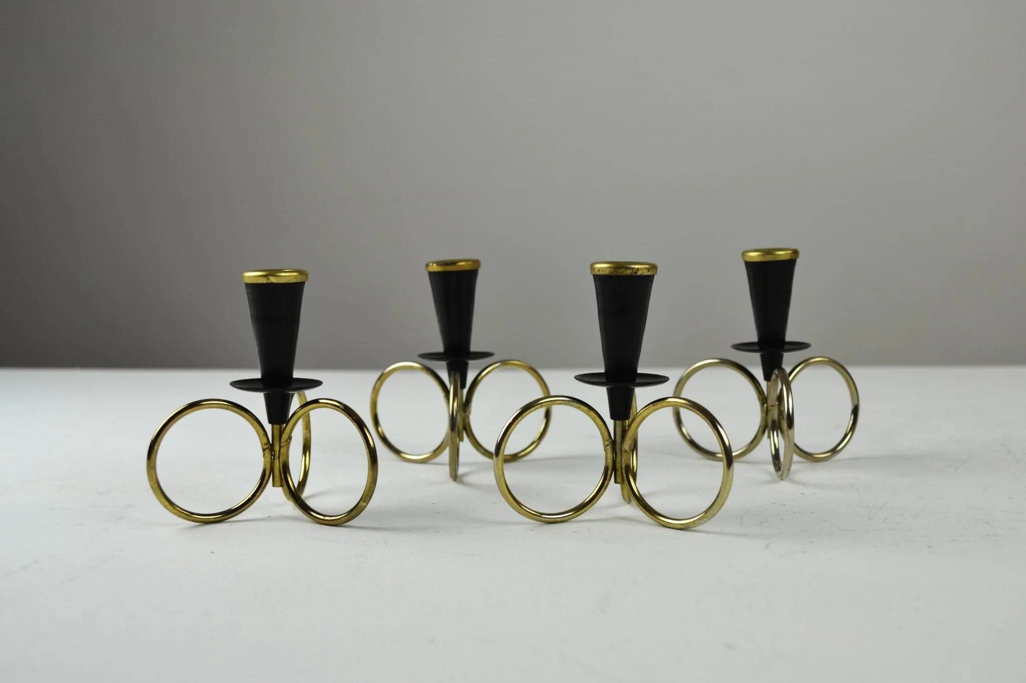 Group of 18 Small Candle Sticks by Gunnar Ander for Ystad-Metall, Sweden, 1950s/1960s