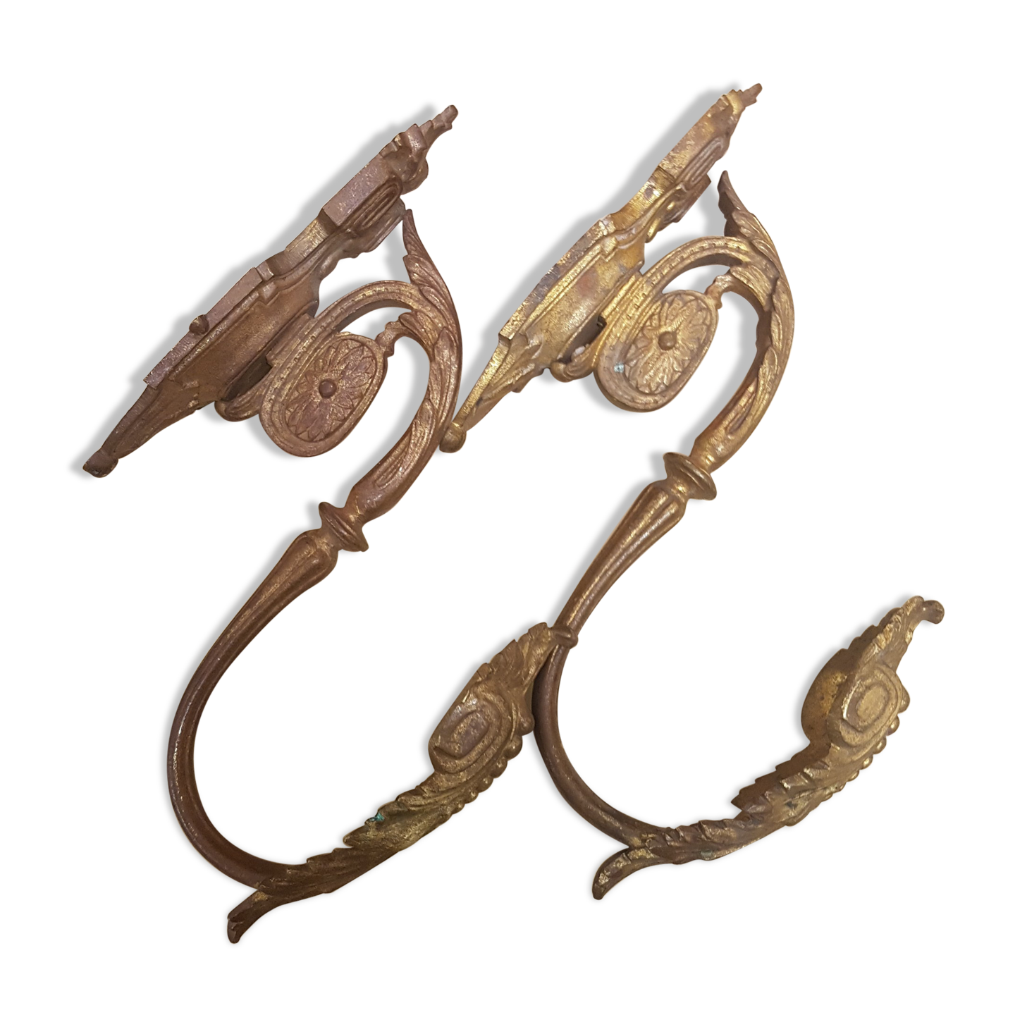 Pair of gilt bronze pegs