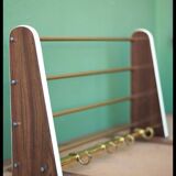 vintage formica and brass coat rack, cloakroom, hooks, hanger, shelf, hooks, coat hooks, decoration