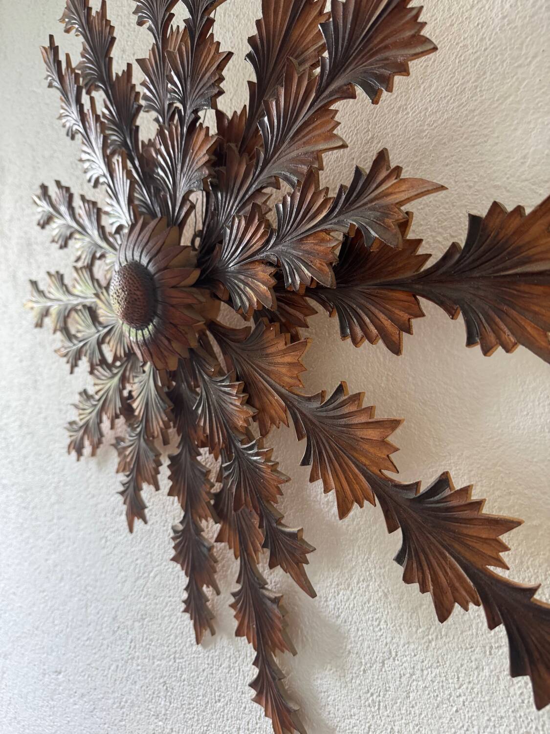 Wooden sunflower decoration Poland 60s