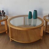 Round Tables with Glass Tops, Set of 3.