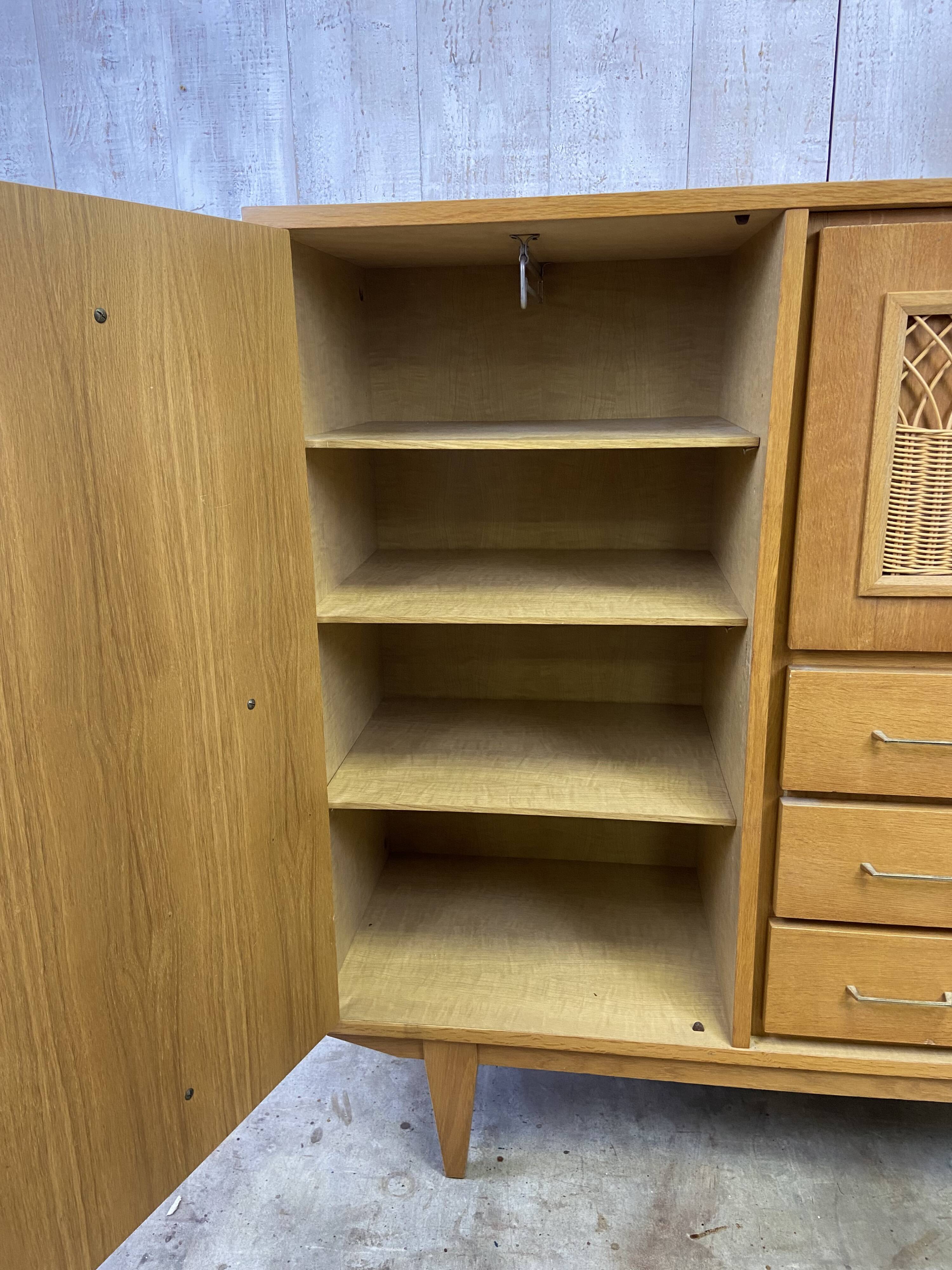 Vintage wood/wicker cabinet