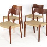 Lot de 4 chaises Niels O Möller modèle 71