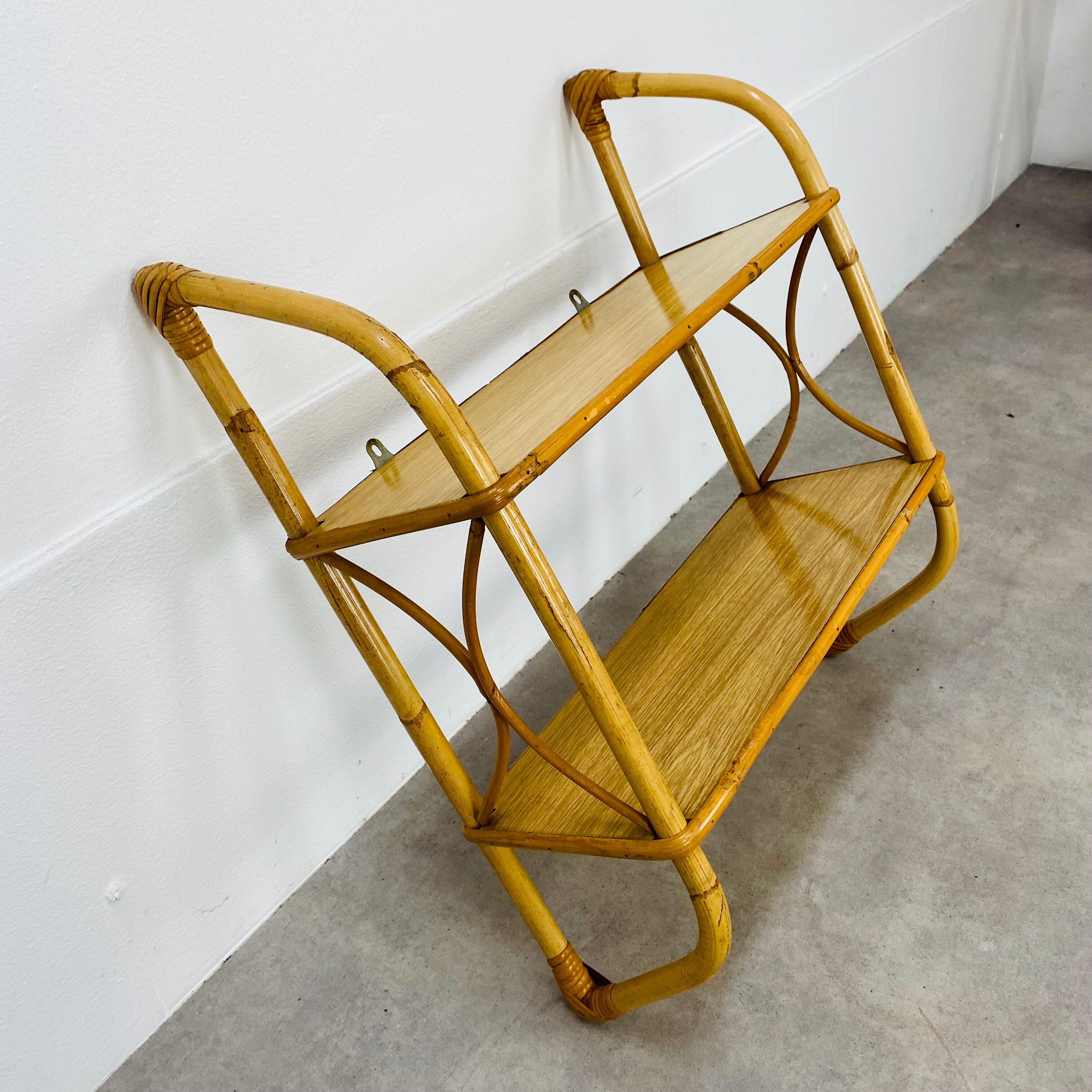 Rattan wall shelf 60s