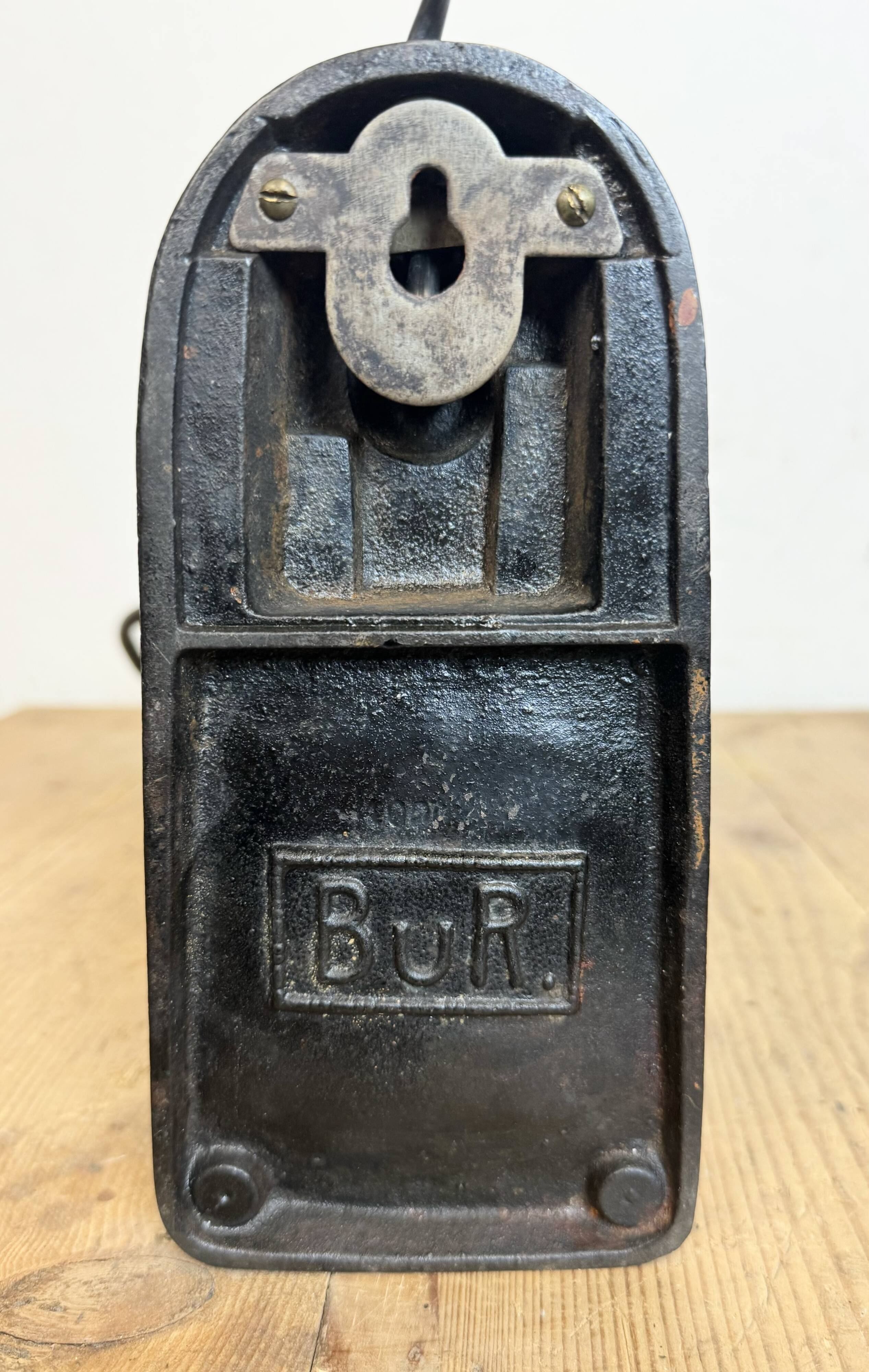 Lampe de Banque Vintage en Émail Vert de BUR, 1930s