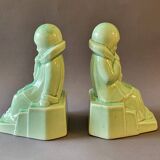 Pair of Art Deco Ceramic Bookends Louis Fontinelle 1886 - 1964