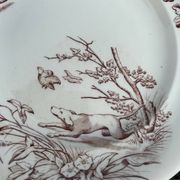 12 assiettes plates en terre de fer modèle Chasse
