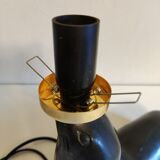 Lampe otarie noire irisée bleue en terre cuite
