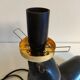 Lampe otarie noire irisée bleue en terre cuite