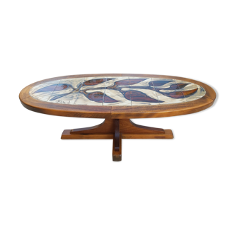 Table basse ovale céramique signée