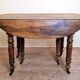 Louis Philippe period 6-legged extending table in solid walnut