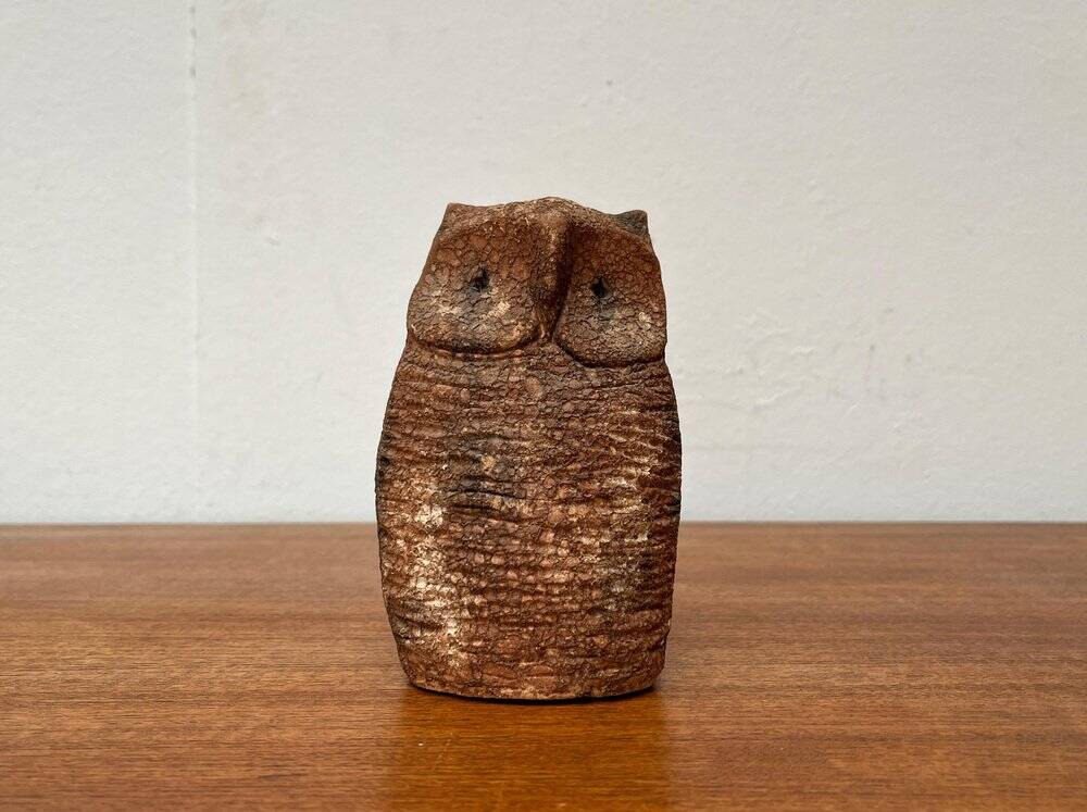 Owl sculpture in Italian pottery from the mid-century by Aldo Londi for Bitossi, 1960s.