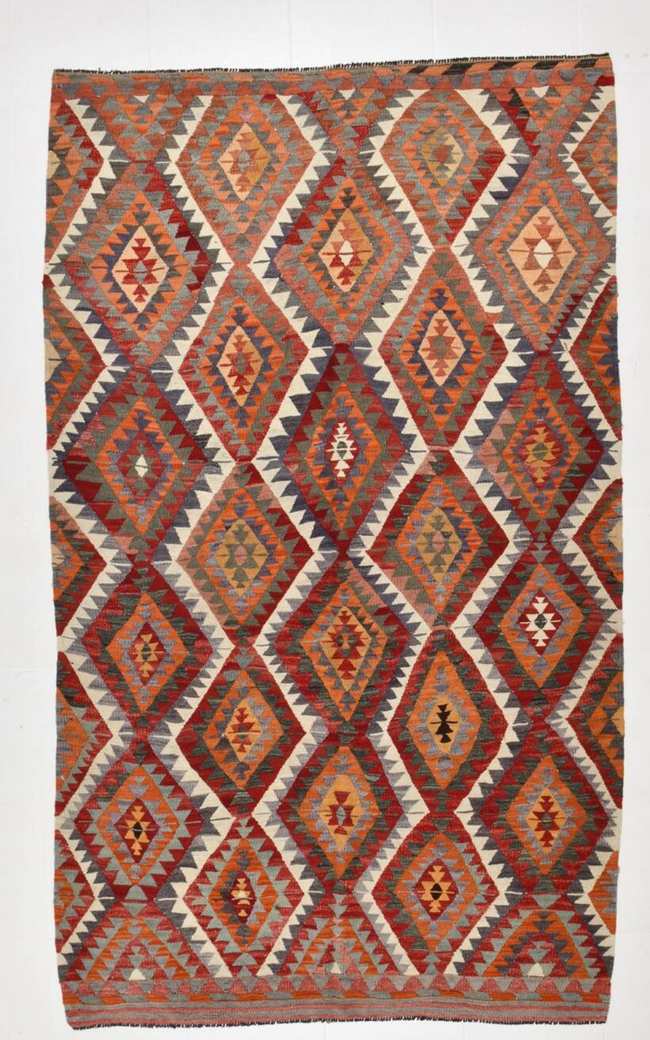 Geometric Style 5x9 Vintage Kilim Rug, 155x268Cm