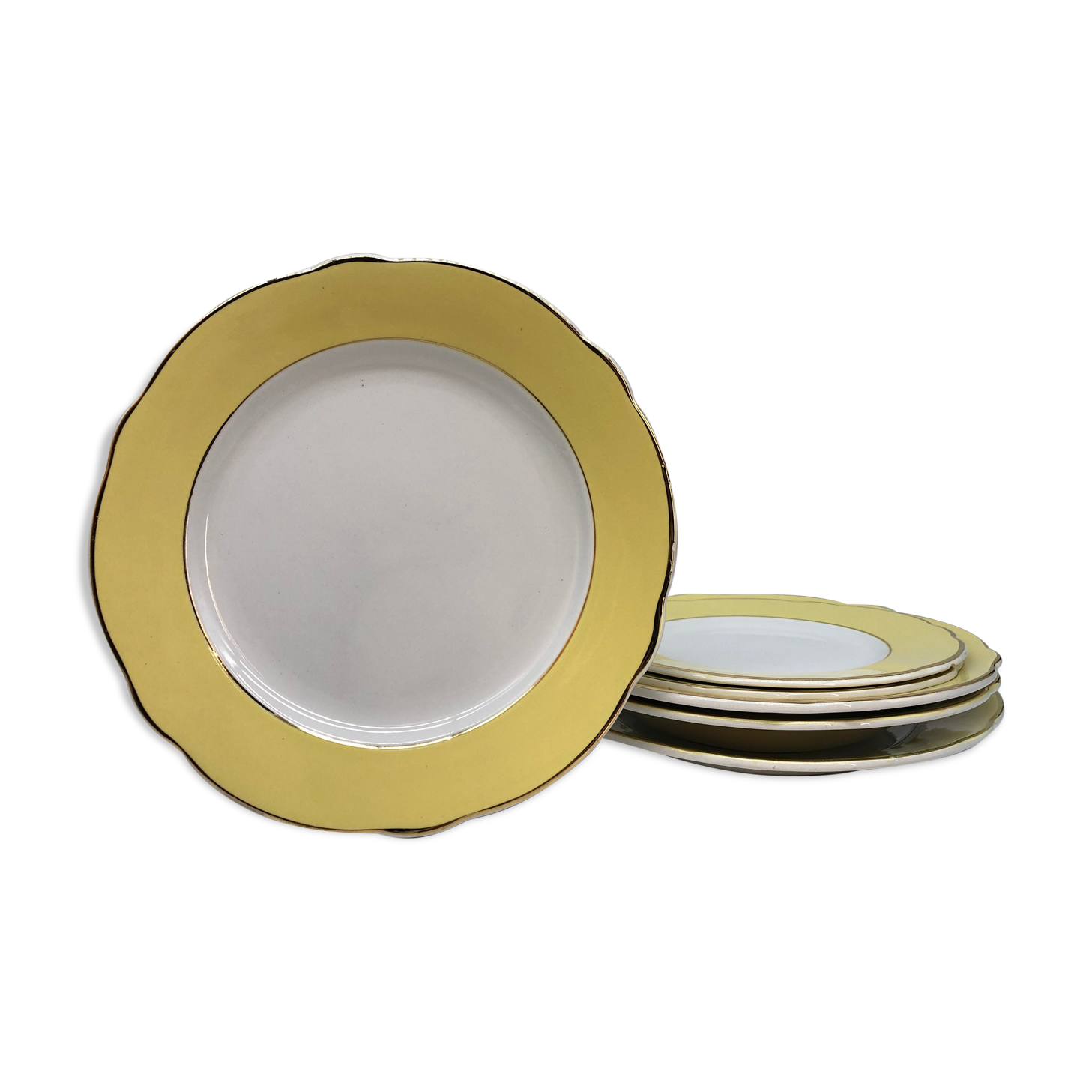 6 plates "k&g lunéville badonviller", model "daffodil" 2 flat, 2 hollow, 2 dessert