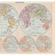 Planche ancienne mappemonde 1898