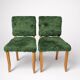 Pair of vintage wooden chairs with green fur effect upholstery – Year