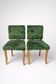 Pair of vintage wooden chairs with green fur effect upholstery – Year
