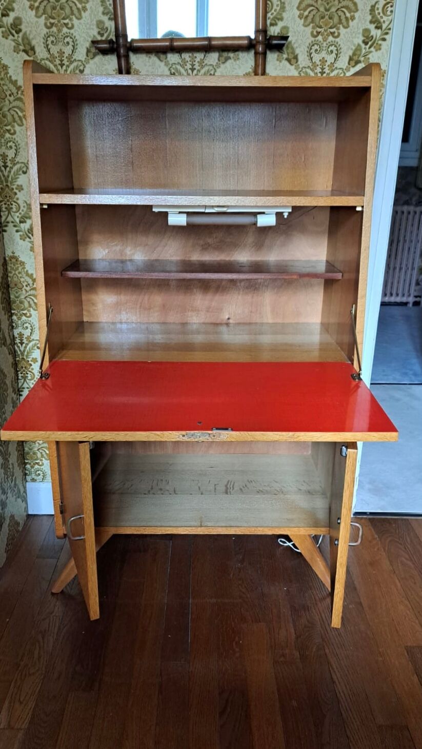 Secrétaire bureau vintage bois