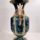 Vase en barbotine émaillée à décor d'oiseaux et bambou