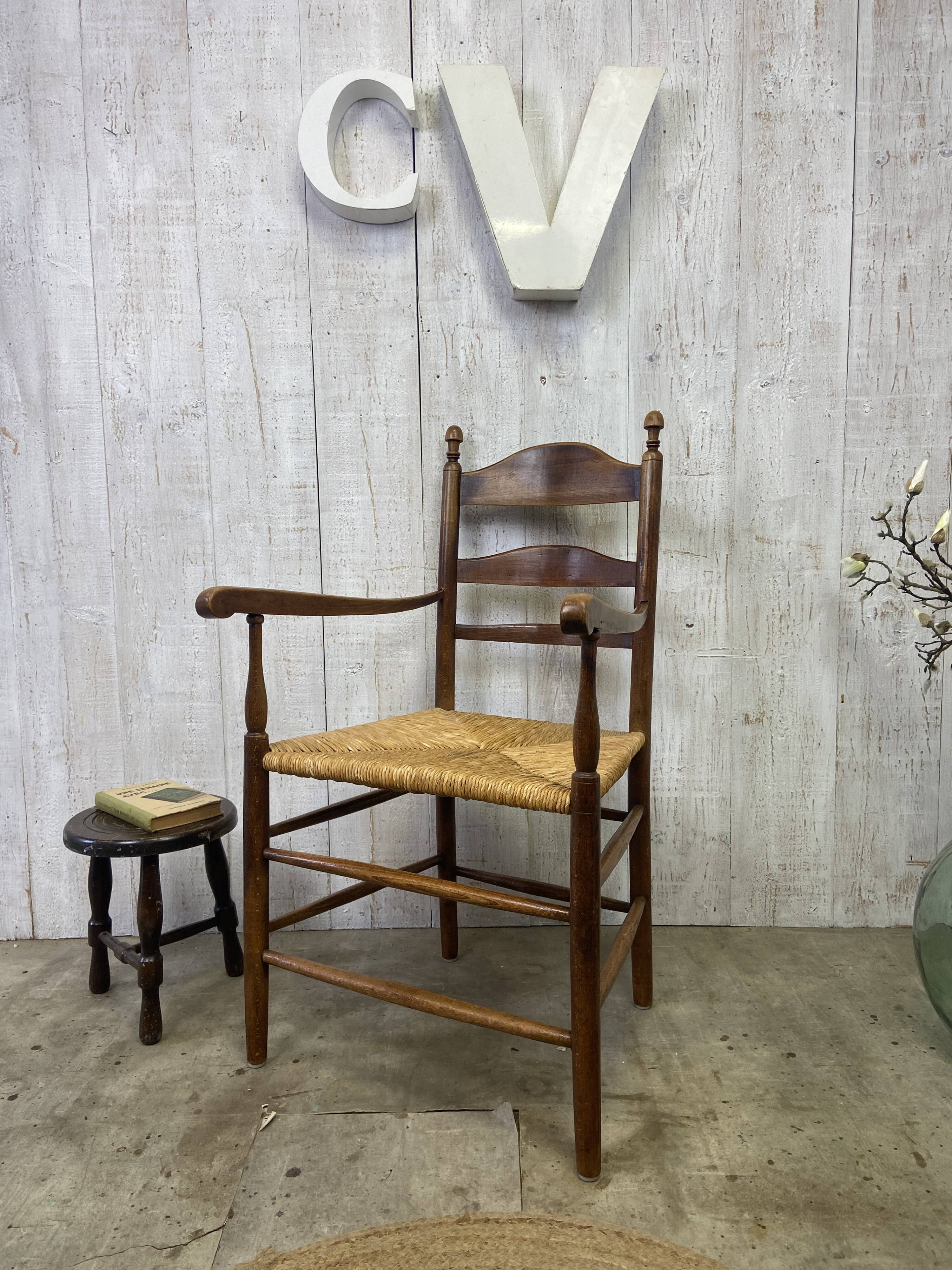 Vintage straw armchair