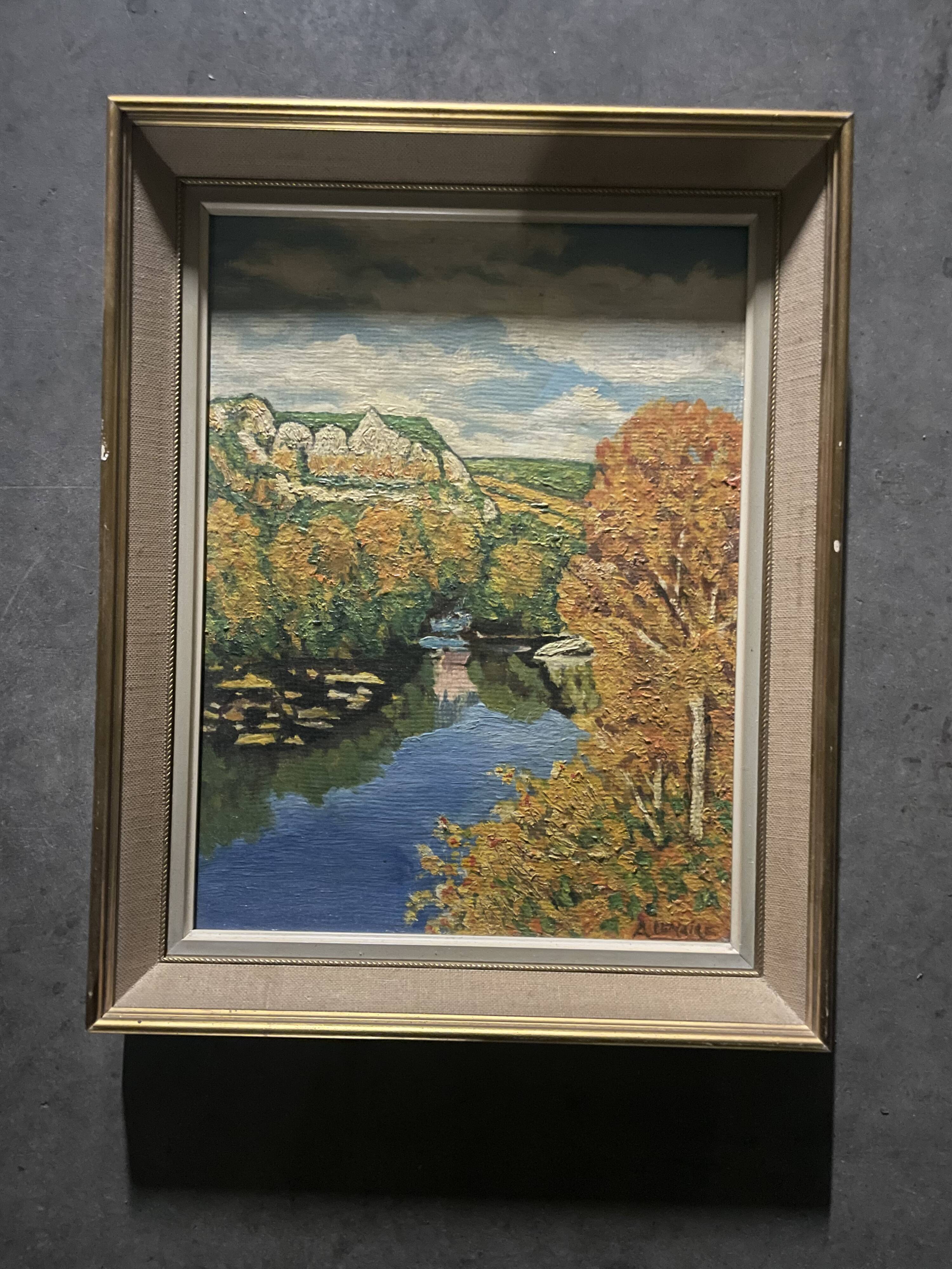 Old oil painting on canvas