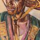 Large portrait of a Beninese man in traditional hat by Pierre Matossy (1891-1969)