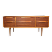 Teak enfilade Austin suite with six drawers, fully restored, 1960s.