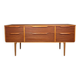 Teak enfilade Austin suite with six drawers, fully restored, 1960s.