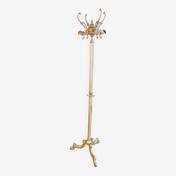 Ornate brass tripod coat rack Italy vintage 1960s