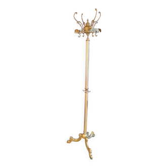 Ornate brass tripod coat rack Italy vintage 1960s