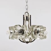 Crystal Glass Flower Pendant Light in Kalmar Style by Sische, Germany, 1970s