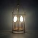 Chandelier lantern cage cylindrical two fires ~ glass and golden brass ~ 1950s/1960s