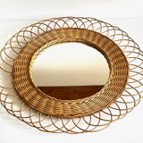 Vintage rattan sun mirror